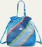 Drawstring Backpack Blue 58 Multi Stripes Blue: OS