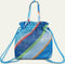Drawstring Backpack Blue 58 Multi Stripes Blue: OS