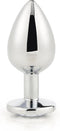 Dream Toys - Aluminium anaalplug met siersteen Large Gleaming Love - Zilver
