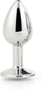 Dream Toys - Aluminium anaalplug met siersteen Medium Gleaming Love - Zilver