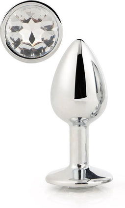 Dream Toys - Aluminium anaalplug met siersteen Small Gleaming Love - Zilver