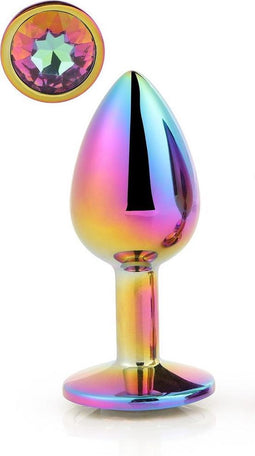 Dream Toys - Aluminium anaalplug met siersteen Small Gleaming Love - Multi color