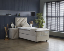 Dreamehouse Boxspring Shinebedd - Beige - 90x200 - Met Bergruimte