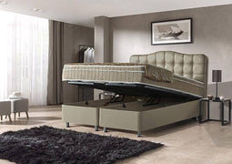 Dreamhouse Boxspringset Marrakech 180x200 | Taupe Kunstleer | Opbergboxspring