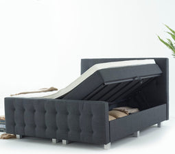 Dreamhouse® Shurgard Boxspring met Opbergruimte en Voetbord - Bed - 140 x 200 cm - Antraciet - Complete boxspring