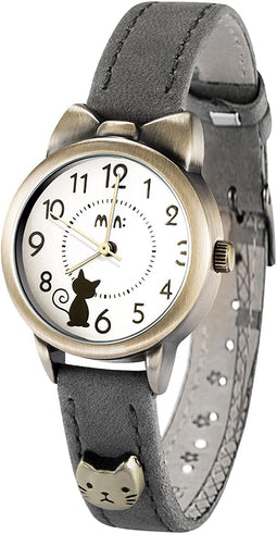 DREAMING Q&P Fq-234 bruine lederen band strik Kitty ontwerp studenten meisjes vrouw quartz horloges