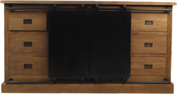 Dressoir Blackburn - 180x50x85 - Naturel/zwart - Teak/metaal
