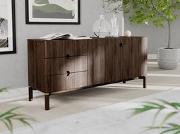 Dressoir Donkerbruin Eikenhout - 160x46x73cm - Arun - Giga Living