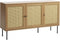 Dressoir Eiken Melamine - Rotan - Dichte kast - 140x40x80cm