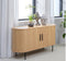 Dressoir Eikenhout Naturel - 4 Planken - Schuifdeuren - Kast Nola - Giga Living
