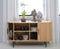 Dressoir Eikenhout Naturel - 4 Planken - Schuifdeuren - Kast Nola - Giga Living