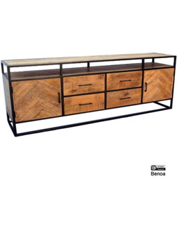 Dressoir Jax mangohout visgraat 150 cm - Naturel