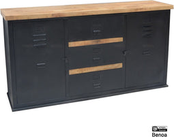 Dressoir Lynn metaal en mangohout 120x60 cm - Zwart