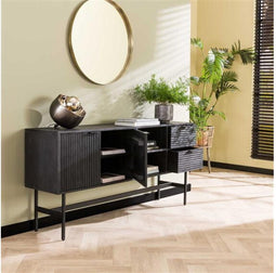 Dressoir Matheus 170 cm mangohout Zwart | Meubelplaats