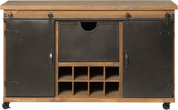 Dressoir Met Schuifdeur En Wijnrek - Bruin