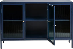 Dressoir Metaal Blauw - 132cm - 3-Deurs - Soft Closing - Kast Bronco - Giga Living