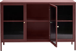 Dressoir Metaal Rood - 132cm - 3-Deurs - Soft Closing - Kast Bronco - Giga Living