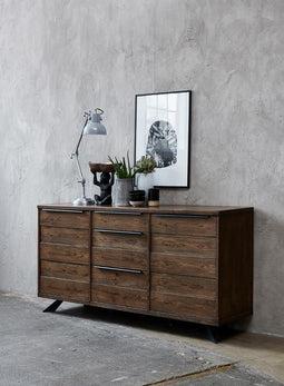 Dressoir Smoked Eikenhout - 3 Delen - 170cm - Kast Arno - Giga Living
