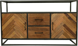 Dressoir Verona - 140x40x85 - Bruin/zwart - Oud hout/metaal