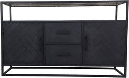 Dressoir Verona - 140x40x85 - Zwart - Mangohout/Metaal