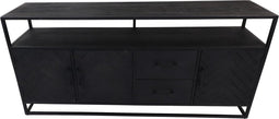 Dressoir Verona - 180x40x85 - Zwart - Mangohout/ijzer