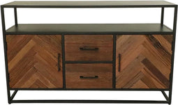 Dressoir Verona 2 deur 2 lades - 140x40x85 - Naturel/zwart - Mangohout/metaal