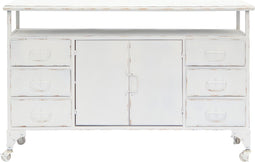 Dressoir Wit Metaal - Opbergkast Op Wielen