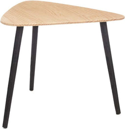 Driehoekige koffietafel met houten blad, 64 x 60 x 48 cm