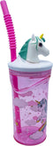 Drinkfles voor meisjes - Waterfles - 360ml - Met 3D Witte eenhoorn - Roze