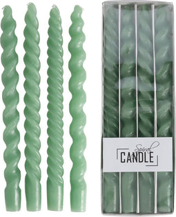 Drip diner kaars spiraal was groen 10.2x2.7x31 cm 4 stuks