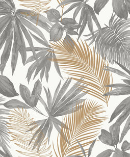 DUTCH - WALLCOVERINGS - Behang - Wild - Palms - grijs - en - beige