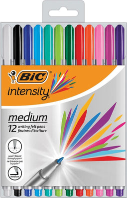 BIC Intensity Medium Creatieve Viltstift - Verschillende Kleuren - Pak van 12 Stuks - Medium Punt 0.7 mm