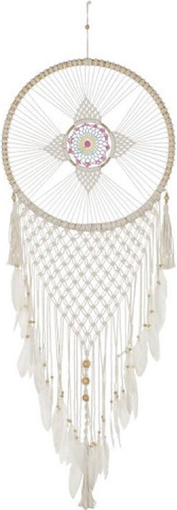 Droomvanger DKD Home Decor Veren Katoen Wit Rotan Boho (52 x 1 x 145 cm) (1)
