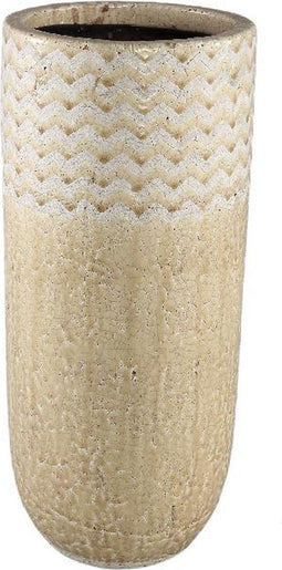 PTMD Frim Bloempot - H52 x Ø23 cm - Terracotta - Creme