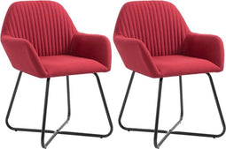 vidaXL - Eetkamerstoelen - 2 - st - stof - wijnrood