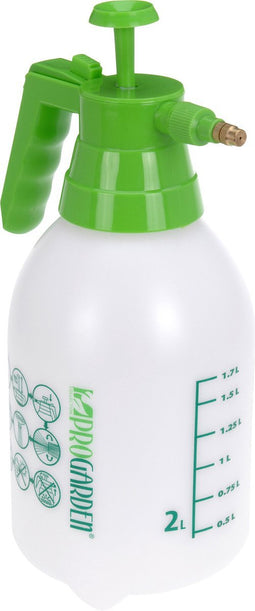 Drukspuit / plantenspuit met hand pomp wit/groen 2 liter - Waterverstuiver - Plantensproeier