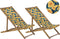 ANZIO - Strandstoel set van 2 - Lichthout/Geel/Bloemen - Polyester