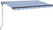 vidaXL - Luifel - handmatig - uittrekbaar - met - LED - 400x300 - cm - blauw - en - wit