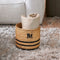 Riviera Maison Opbergmanden Naturel - Striped Monogram Rieten Manden Set - Bananenblad (ØxH) 30x30.5