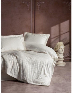 Satin King - Beddengoedset - 1 dekbedovertrek 220 x 240 cm + 2 kussenslopen 60 x 60 cm - 100% katoensatijn - Ecru