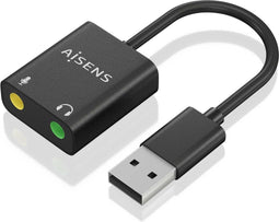 AISENS A106-0769 tussenstuk voor kabels USB-A 2x 3.5 mm Zwart