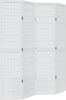 vidaXL - Kamerscherm - met - 4 - panelen - massief - paulowniahout - wit