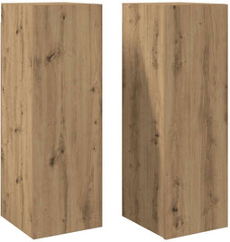 vidaXL - Tv-meubelen - 2 - st - 30,5x30x90 - cm - bewerkt - hout - artisanaal - eiken