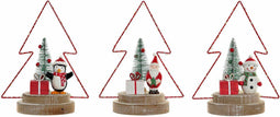 Kerstversiering DKD Home Decor Boomstructuur Metaal Hout (17 x 11 x 21 cm) (3 pcs)
