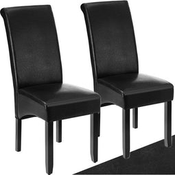 tectake® - Eetkamerstoel - Ergonomisch - Kunstleer - Zwart (2 stuks)