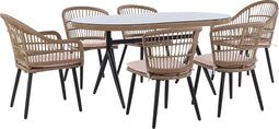 ALIANO - Tuinset 6 personen - Natuurlijk - PE rotan