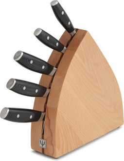 Yaxell Japans - Serie Tsuchimon - Messenblok met 5 Messen - VG10 Staal - 61 HRC - 3 Lagen Damaststaal - Canvas-Micarta Heft