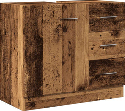 vidaXL - Wastafelkast - 63x30x54 - cm - bewerkt - hout - oud - houtkleurig