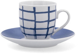 Quid Kansas - Kopje met schoteltje - Keramisch 90 ml - Blauw (6 stuks)