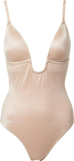 Spanx Suit Your Fancy - Thong Bodysuit - Plunge Low-Back - Beige - M